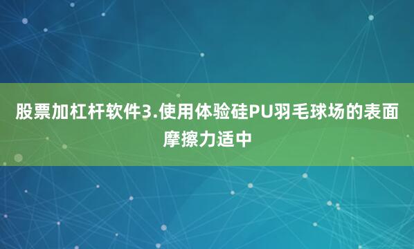 股票加杠杆软件3.使用体验硅PU羽毛球场的表面摩擦力适中